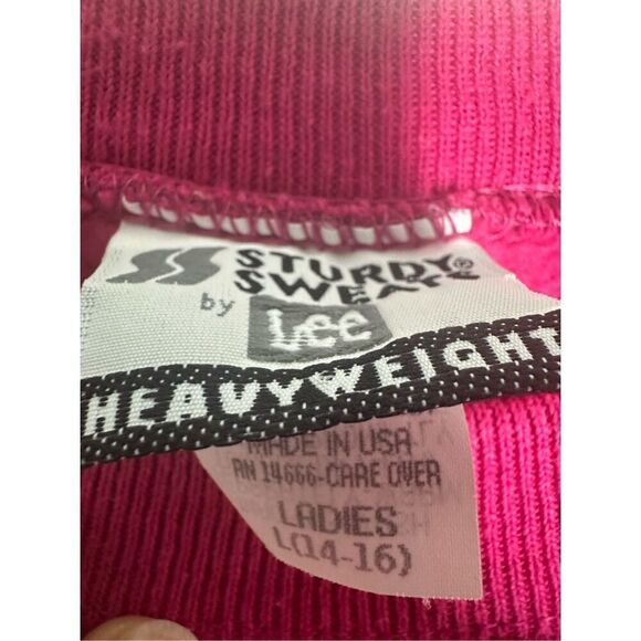 VINTAGE Sturdy Sweats By Lee Sweatshirt Adult L Pink Pullover USA Made 90s Crew - Picture 3 of 11